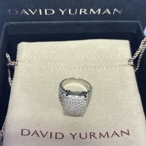 David Yurman Pave Diamond Silver-Tone Statement Ring
